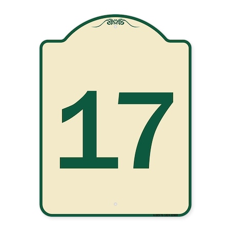 Signmission Sign with Number 17 Heavy-Gauge Aluminum Architectural Sign, 24" x 18", TG-1824-22905 A-DES-TG-1824-22905